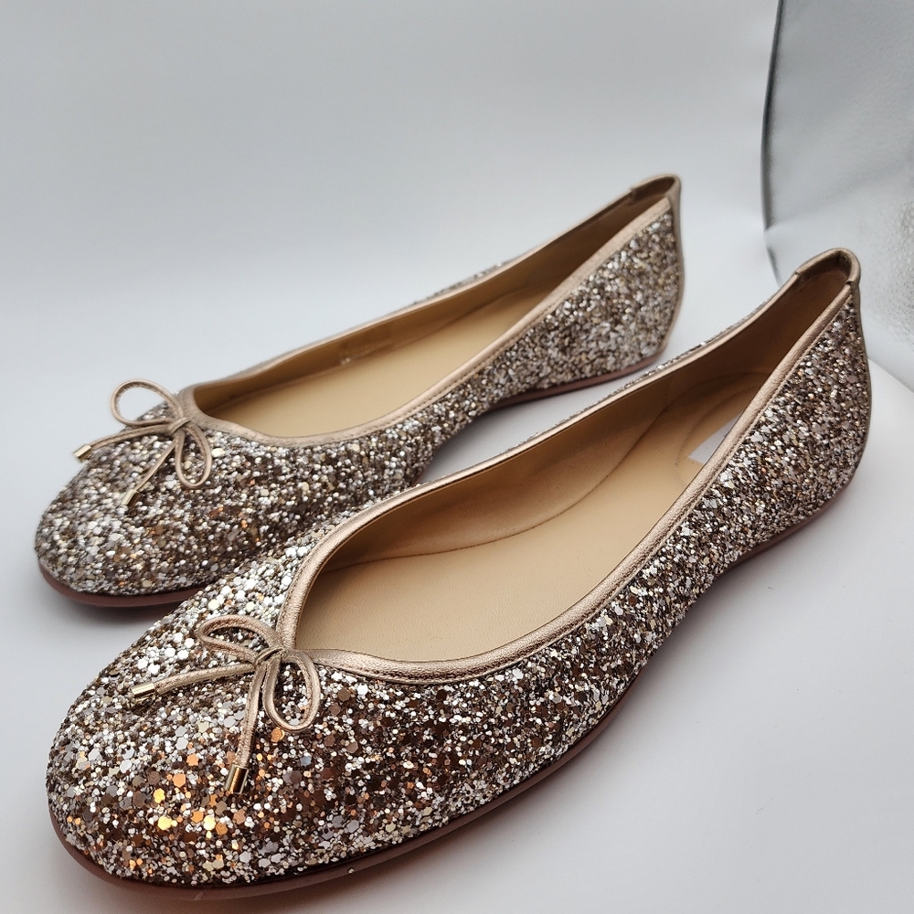Jimmy Choo gold coarse glitter ballerina flats size 43 (fits US size 11)
